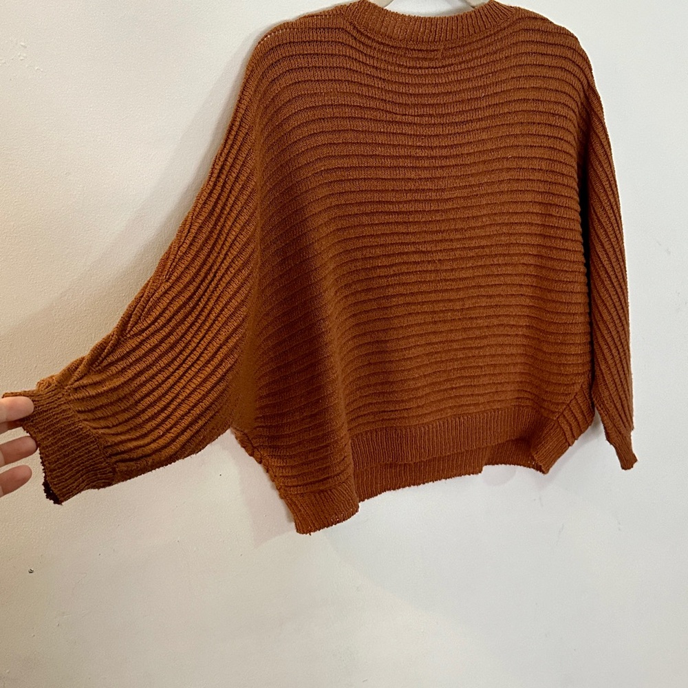 Altar'd State Rust Brown Ribbed Scoop-Neck Sweater - Picture 2 of 7